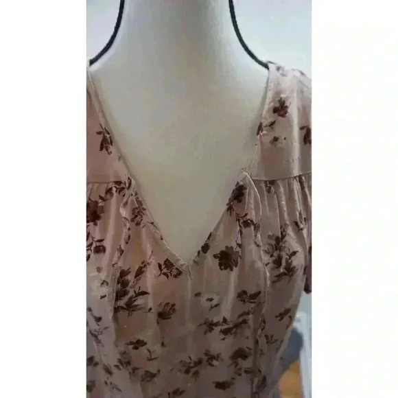 Como Blu V-Neck Short Sleeve Floral Blouse Top, Size L - Picture 11 of 13